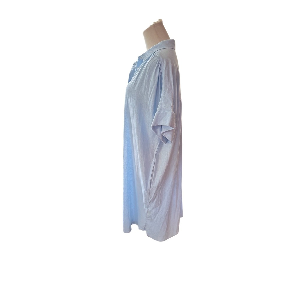 Well Worn Light Blue Linen Blend Button Down Shirt Dress Womens XL Short Sleeve - Picture 5 of 7